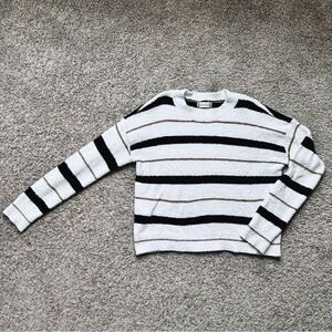 Altar'd State I Striped Fuzzy Cozy Sweater I Size Small I Ivory Black Brown